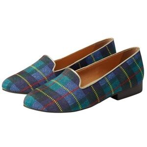 Jack Rogers Blue and Green Plaid Loafers